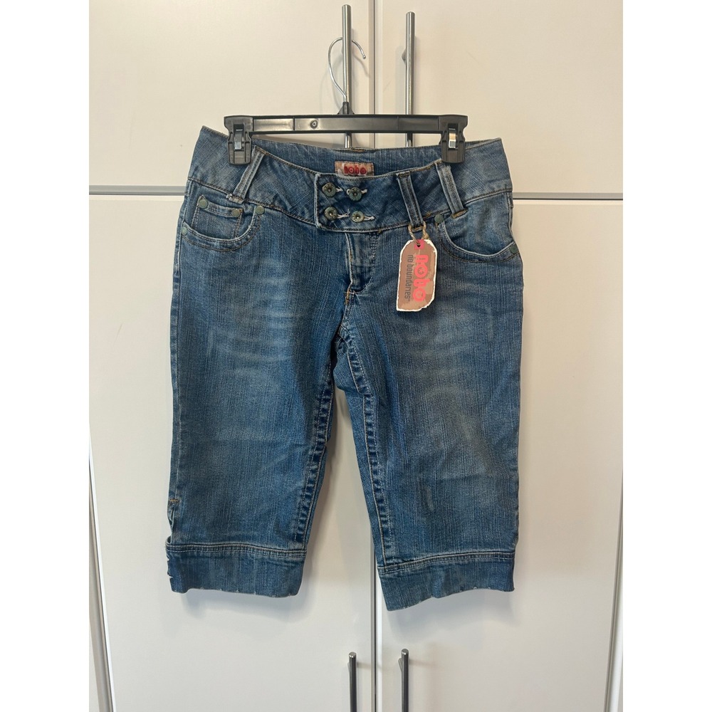 No Boundaries Y2K Denim Capri Jeans Medium Wash Low Rise Juniors 11 NWT